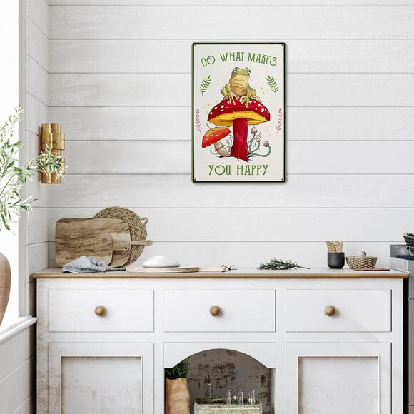 Funny Frog Mushroom Decor Metal Sign: Cute Cottagecore & Forest Decor for Bathro - Picture 6 of 7